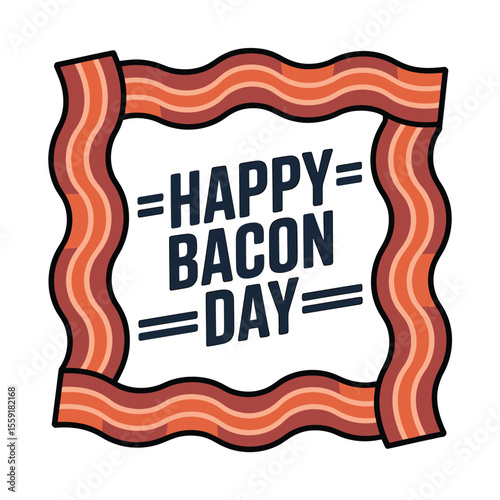 Celebrate happy bacon day with delicious crispy bacon strips and bacon themed decorations for bacon lovers