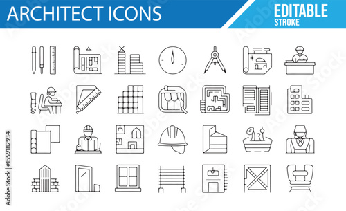 Architecture, Engineering, and Construction Icons for Design and Drafting