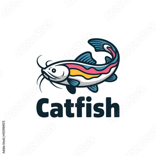 Catfish vector illustration for fishing logo design and catfish species identification guide resources online