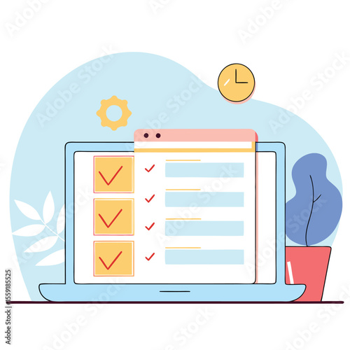 Online survey or questionnaire on a laptop screen with chat bubble