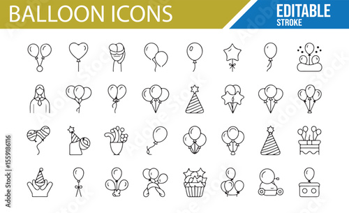Party Balloons, Decorations, and Holiday Icons for Event Planning and Celebrations