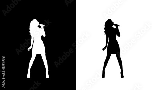 women singer silhouette vector illustration, women singing silhouette, mic, singing, girl, violinist playing women silhouette set vector illustration, women, women singing silhouette, music, song, 