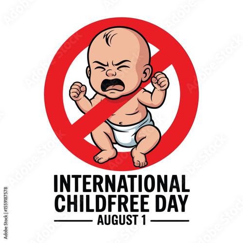 International childfree day awareness illustration for august first celebration and childfree lifestyle