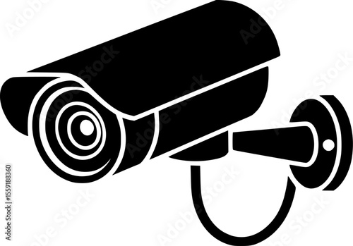 A simple, black silhouette of a security camera icon.