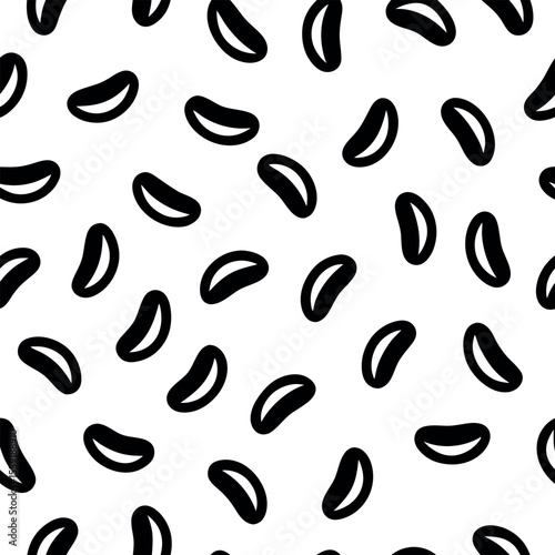 Abstract Black and White Bean Seamless Pattern Background