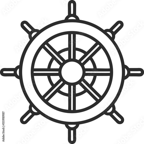 Nautical Ship Wheel A Classic Maritime Steering Wheel Illustration