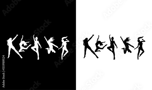 women jumping silhouette set vector illustration, silhouette of women jumping, vector, jumping vector, silhouette, jumping icon, symbol, girl, women, black, silhouette, vector, illustration,