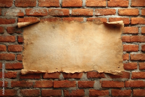 Aged Paper on Rustic Brick Wall