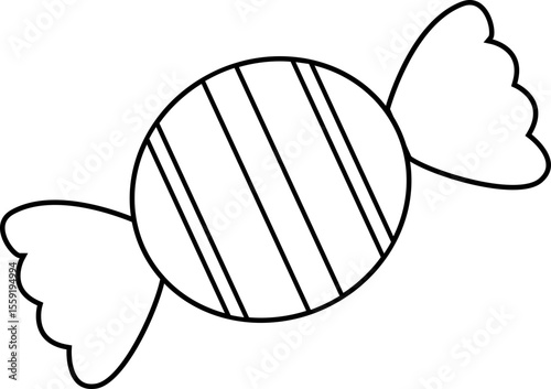 Wrapped Holiday Candy Coloring Sheet.
Simple Christmas candy treat outline isolated.
Wrapped sweet confection outline vector.
Printable Candy Coloring Page for Kids.
Transparent background. SVG file.