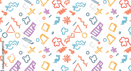 Colorful Hand Drawn Geometric Seamless Pattern