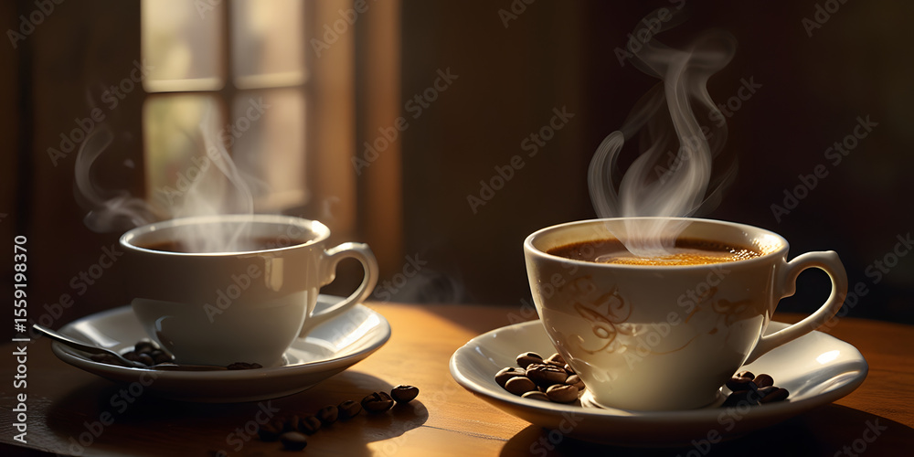 Fototapeta premium cup of coffee with beans