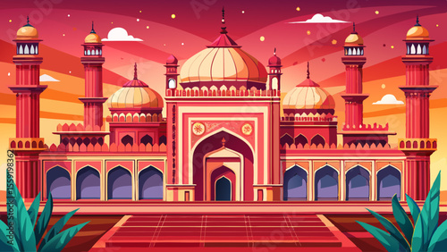 Jama Masjid, Delhi, India
One of India’s largest mosques, it features three red sandstone domes striped with white marble. Broad stairways, ornate gates, and twin minarets frame the vast courtyard tee