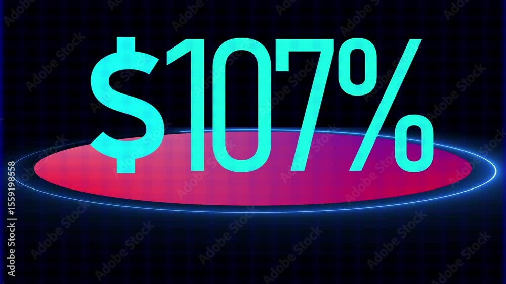 Graphic Stock 4k Video. dolar Counter Animation.Animated Money Counter from 0 to 200 usd dolar with neon line.