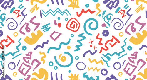 Vibrant Retro 80s 90s Abstract Seamless Pattern