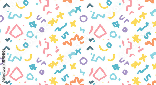 Colorful Hand Drawn Abstract Seamless Pattern