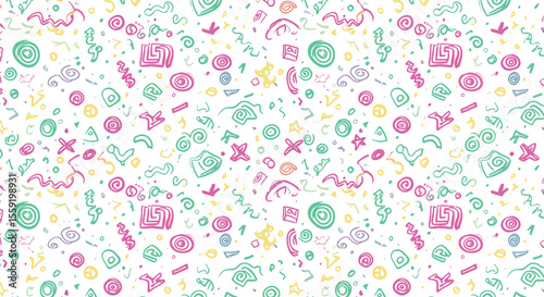 Whimsical Pastel Doodle Seamless Pattern