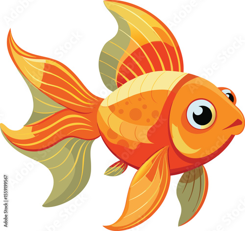 vector illustration of goldfish, vector illustration of a fish ,fish in the water, gold fish isolated on transparent background