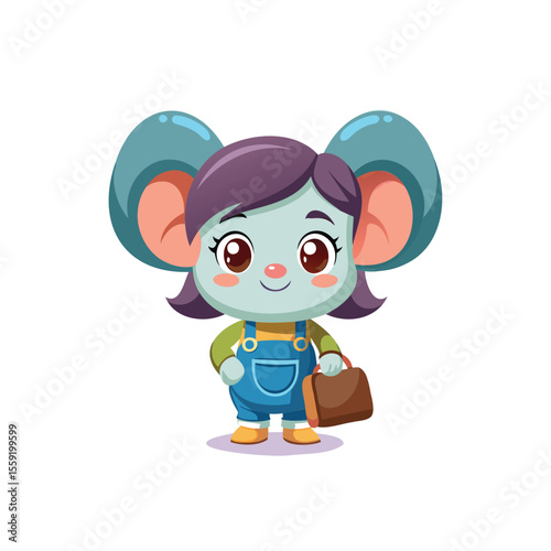 Cartoon Mouse Character with Briefcase 