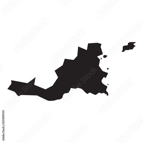 Political and geographical map of Saint Martin island with borders, cities, coastline, and terrain details

