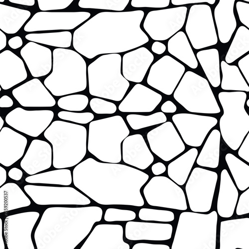 The black and white texture of the foundation of the house. The lining of the basement