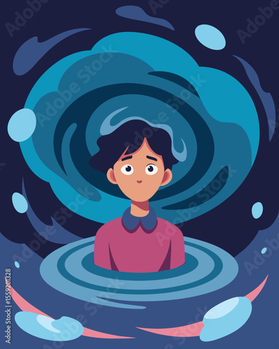It was a neverending storm with a vortex of emotions constantly raging inside her leaving her drained and exhausted.. Vector illustration