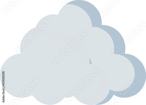 A fluffy gray cloud floats gently, isolated on white background