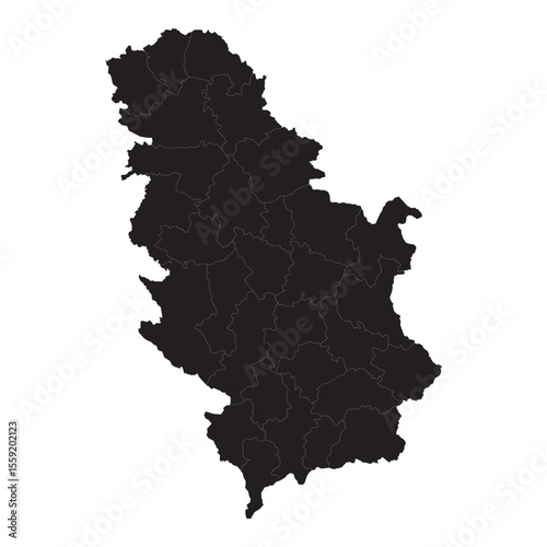 Political and geographical map of Serbia with regions, borders, cities, rivers, terrain, and infrastructure

