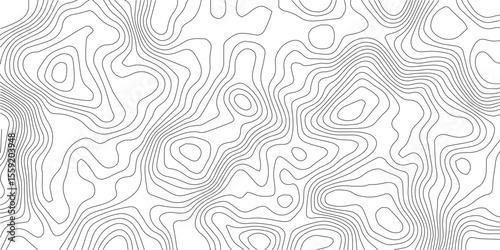 Abstract topographic map contour, white background and black wave lines pattern texture. geographic contour map grid backdrop paper texture. terrain path isolated on a background.
