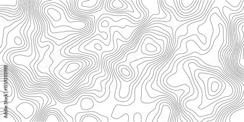 Abstract topographic map contour, white background and black wave lines pattern texture. geographic contour map grid backdrop paper texture. terrain path isolated on a background.
