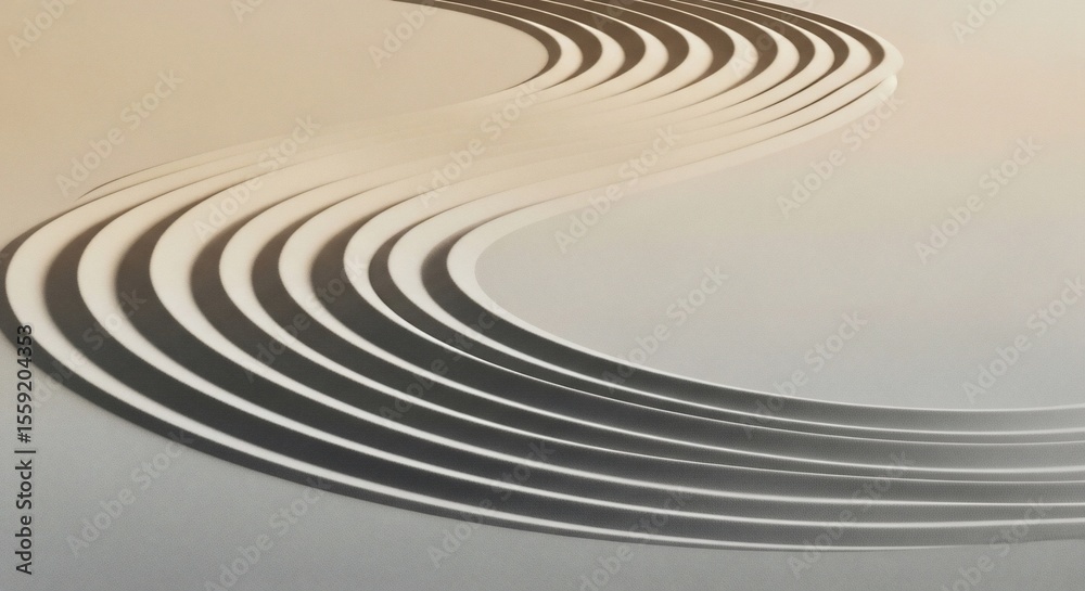 Obraz premium Elegant Curves: Abstract Paper Art with Subtle Shadows and Neutral Tones