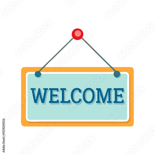 Welcome sign icon with colorful design for housewarming decor  