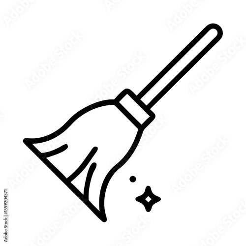 Broom for cleaning with sparkles signifying freshness and new beginnings  