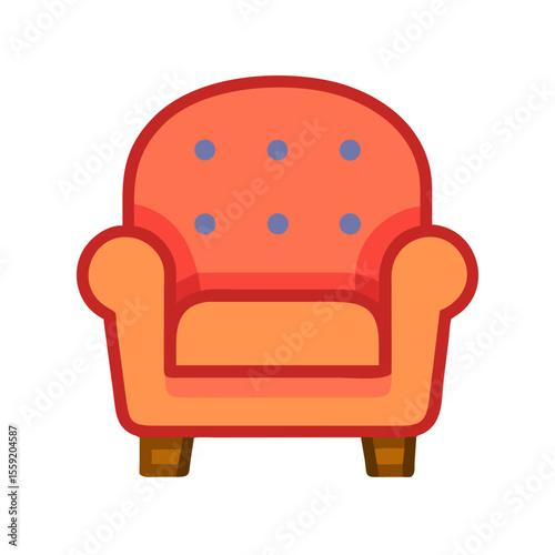 Cozy armchair with buttons in orange and pink color design  