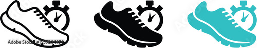 Running shoe and stopwatch icon for fitness tracking and time management for exercise and workout plan editable vector illustration with png format