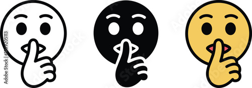 Shush emoji vector graphic illustration silence icon quiet symbol secret keep mouth shut be silent hush sign editable vector illustration with png format
