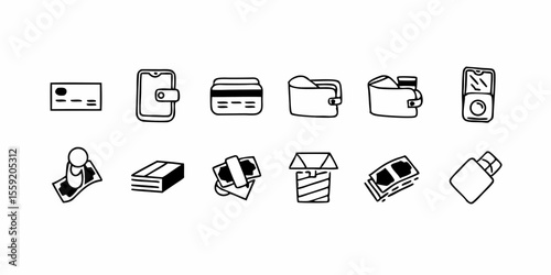 Payment. Payment options. Linear icon set. Payment vector icons. Outline payment method symbols. Money transfer. credit card, Banking,  cash and transaction symbol. Vector illustration.