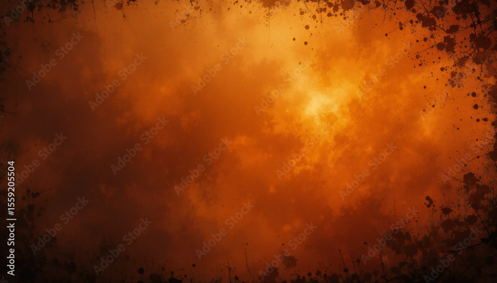 Obraz premium Old, textured grunge with fiery orange and red hues evoking hot, smoky clouds against a dark, vintage metal background