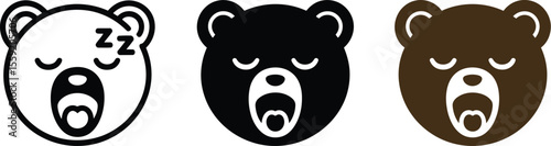 Sleeping bear icon vector illustration cute cartoon animal character design graphic element for kids 100 editable vector illustration with png format