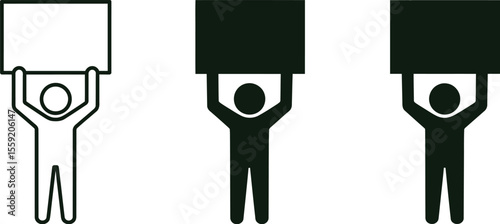 Icon set of person holding sign vector illustration demonstration activism protest rights movement 100 char editable vector illustration with png format