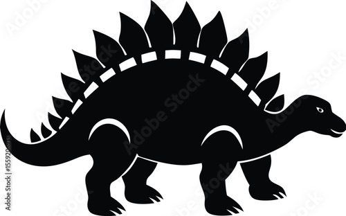 Silhouette of a Stegosaurus Dinosaur with Spikes,  Prehistoric Animal Vector Illustration new 2025 trendy