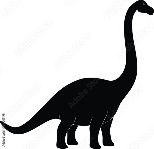 Silhouette of a Long-Necked Dinosaur,  Majestic Prehistoric Creature Illustration. new 2025 trendy.