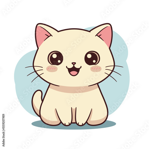 Cute Happy Cat Standing Cartoon Vector Illustration 3