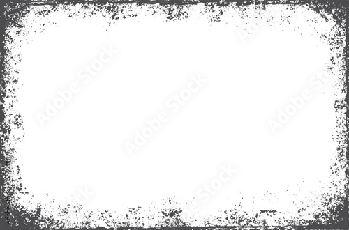 Grunge frame on a white background. Old frame with dust texture. Dirty retro border. 