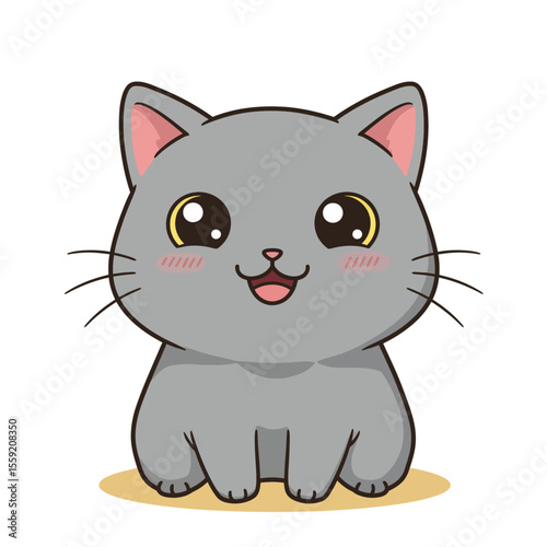 Cute Happy Cat Standing Cartoon Vector Illustration 2