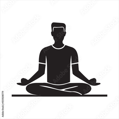 Silhouette of a person in a seated meditation or yoga pose, relaxation themes