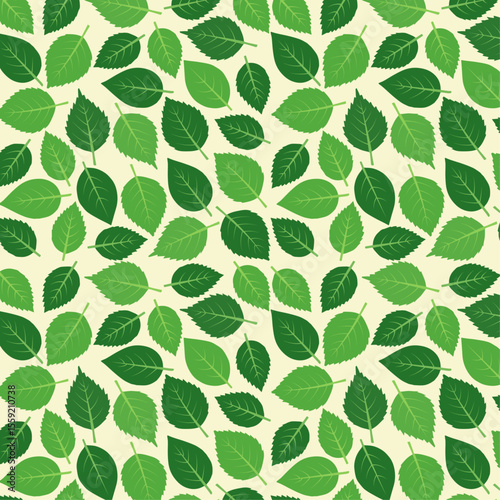 Seamless Mint Leaf Pattern – Fresh Herb Greenery on Beige Background
