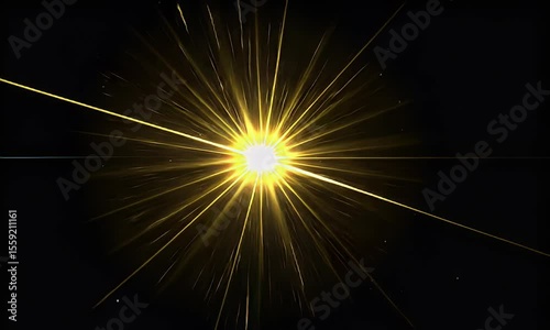 Golden Burst Of Light With Dynamic Rays Against Dark Background