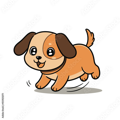 Cute Puppy Trotting Happily Cartoon Vector