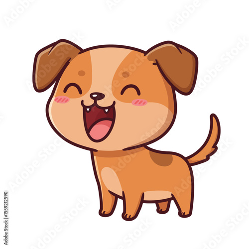 Laughing Cute Puppy Cartoon Head Vector 1