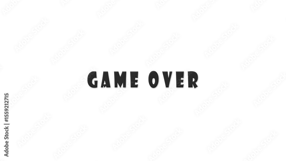 game over text animation with double lines right and left sliding in and out then words appearing on white background, 4k video
game over text animation with double lines right and left sliding in and out then words appearing on white background, 4k video